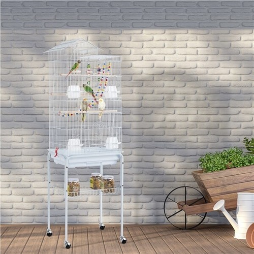 Metal bird cage - bird, roof